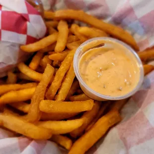 Fries and thousand island. Honestly, I didn't think much of the fries