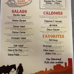 Updated menu