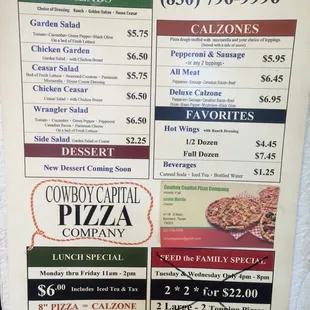 menu, pizza