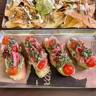 Nachos and Avocado toast