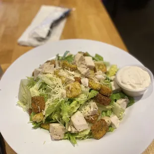 Caesar Salad w/ Sad Chicken cubes