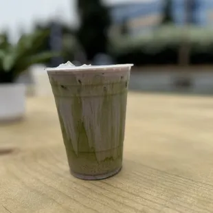 Chocolate matcha with blueberry creamtop