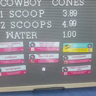 Menu with flavors. Limited for now until the store itself opens.