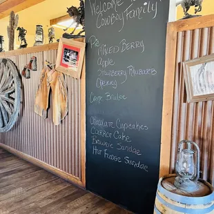  a blackboard with a menu on it