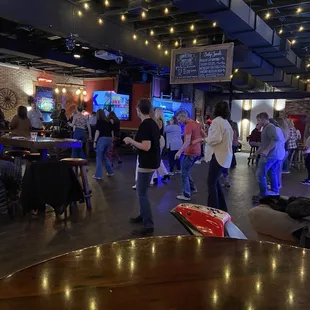 Line dancing lessons going on in the back room!
