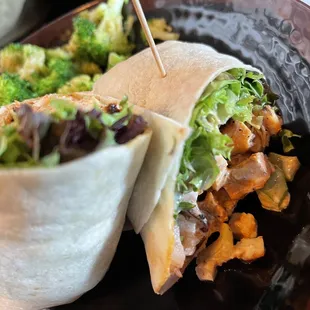  burrito with a side of broccoli