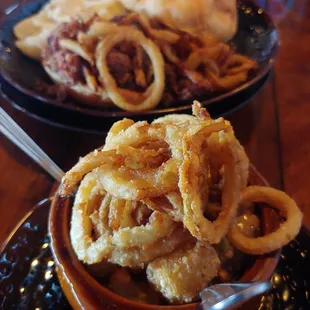 Mini tatertot hotdish and beef brisket sandwich