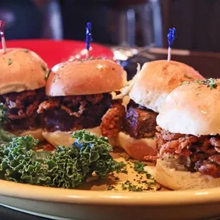 three sliders on a plate
