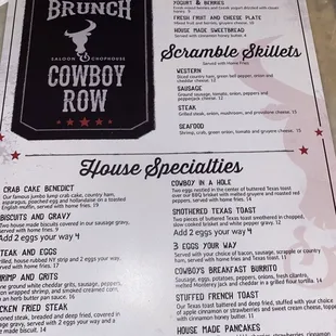 Brunch menu