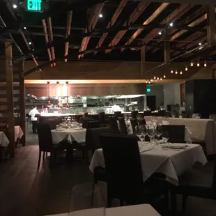 Open kitchen!!  Food was amazing and dessert was at whole different level.  Our server was fabulous!  Highly recommend