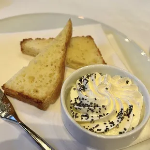 Gluten free bread with whipped butter &amp; charcoal truffle sea salt
