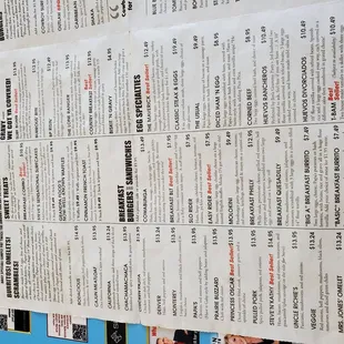 the menu of the restaurant