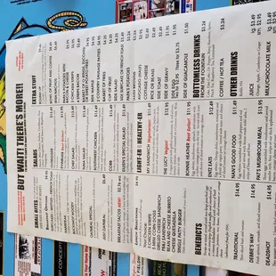 the menu of the restaurant