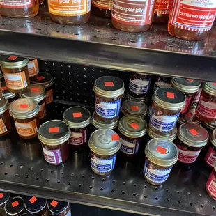 jars of jams on a shelf