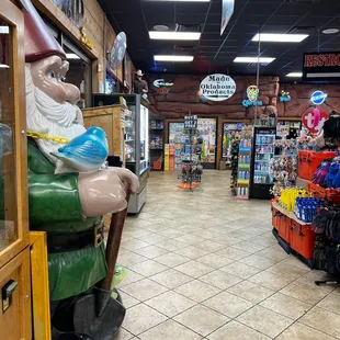 Convenience store and a huge gnome.