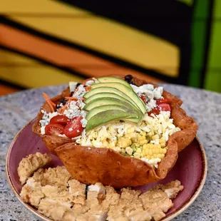 Chipotle cobb salad with fried chicken