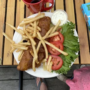 Walleye Sandwich with beer battered Fries