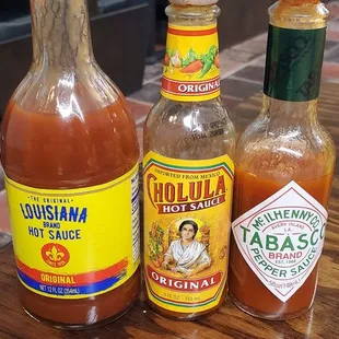 Has various hot sauce condiments. Have to ask.
