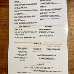 Breakfast menu back