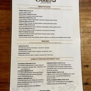 Breakfast menu front