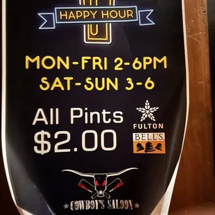 a happy hour sign