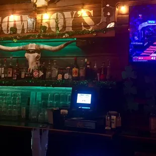 a bar with neon lights