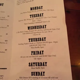 Daily Food Specials!