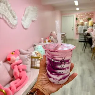 Taro Purple Rice Yogurt in the hella Pink Room :D