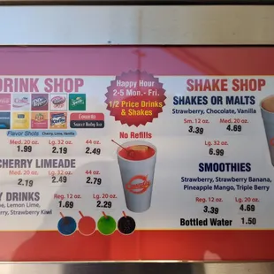 a drink shop menu