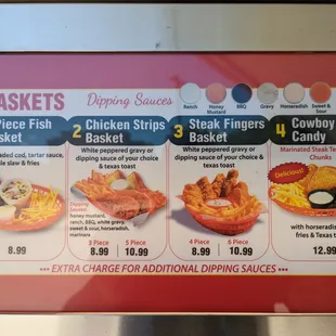 a menu for a fast food restaurant