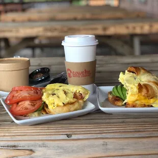 Breakfast sandwiches and house coffee