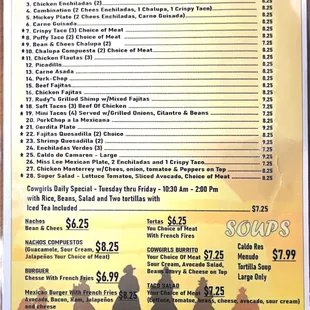 You can find our cowgirls daily special, 
Tacos , drinks , breakfast, lunch !!