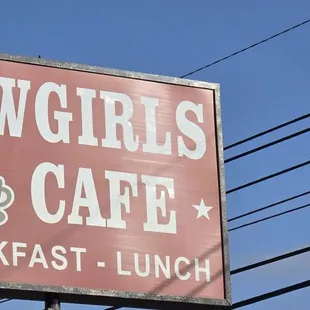 Road sign reminds me of the mom-and-pop cafes in Oregon.