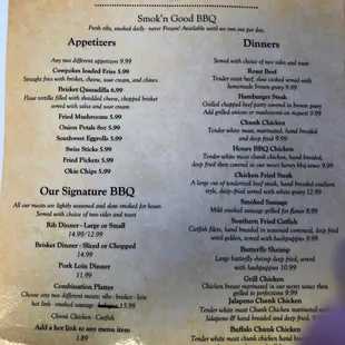 the menu