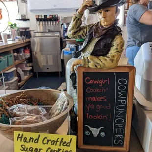 a sign for hand crafted sugar cookies