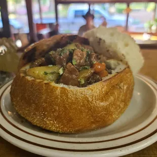 Moms beef stee bread bowl