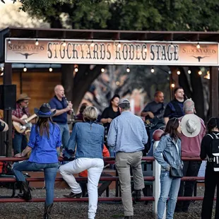 Rodeo stage with live music at Cowtown Coliseum