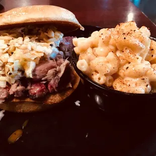 Carolina Pulled Pork BBQ &amp; Pineapple coleslaw with Mac &amp; Cheese!