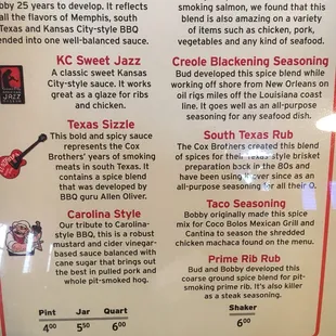 Description of the sauces.