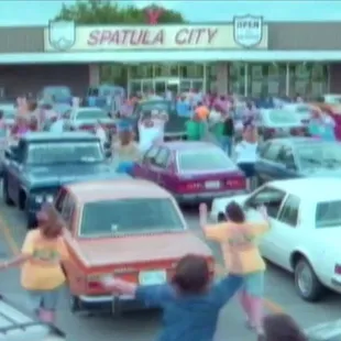 a parking lot full of cars