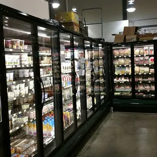 refrigerators and food in a store