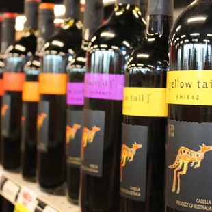 a row of wine bottles