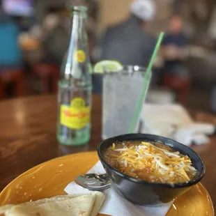 Ranch water with a cup of Colorado chili.