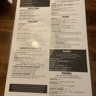 menu