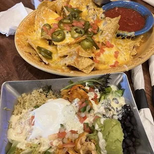 Top- nachos; Bottom - bland anchiote bowl
