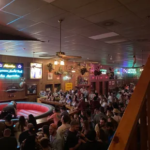 a crowd of people in a bar
