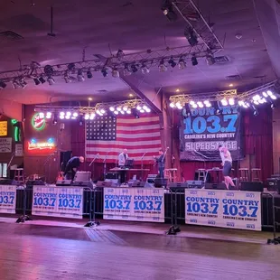 a stage set up for a political event