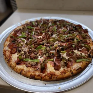 a pizza on a pan