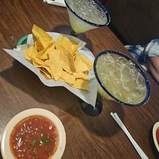 Chips and salsa, and margaritas
