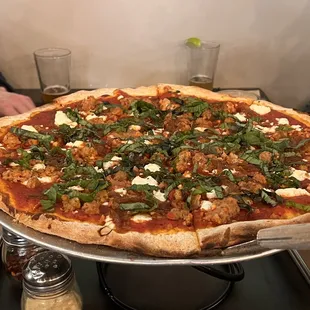 a pizza on a pizza pan